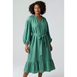 Knox Rose- Teal 3/4Sleeve A-Line Dress-XXL